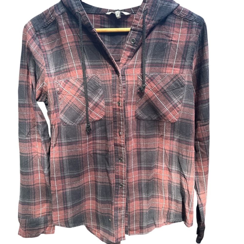BKE Red and Black Plaid Flannel with Hood